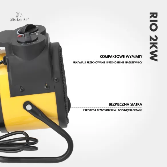 Elektryczna nagrzewnica powietrza RIO PTC 2000 W | Kompaktowa
