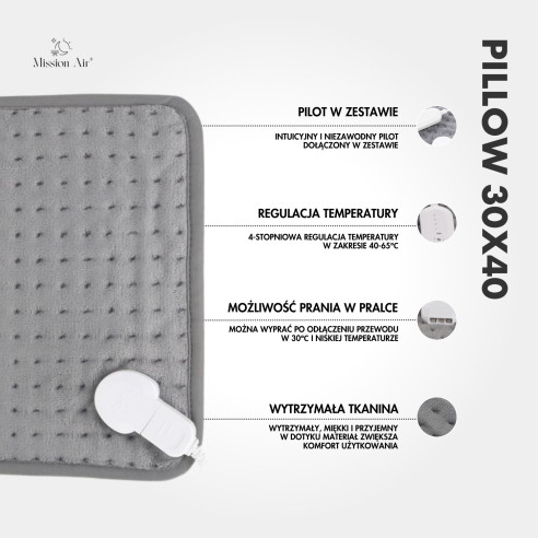 Poduszka grzewcza PILLOW 30×40 cm | Elektryczna, miękka