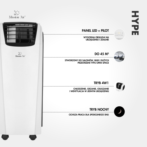 Klimatyzator przenośny HYPE 4 kW WiFi | 4w1 do 45 m²