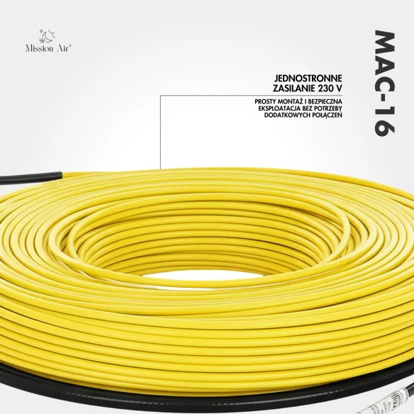 Przewód grzewczy MAC-16 | 16 W/mb, długość 7,5–154 m, wewnętrzny