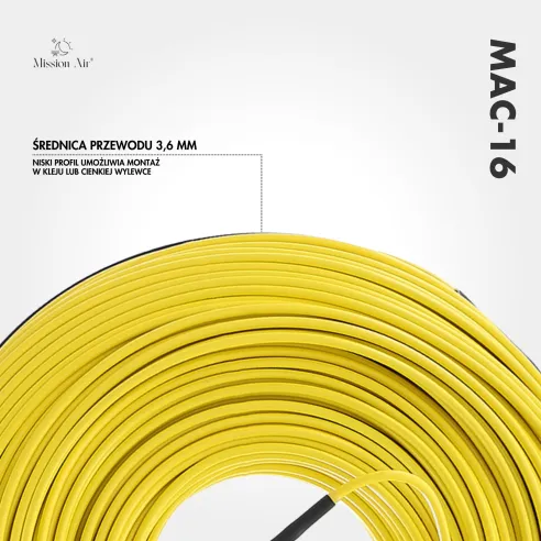 MAC-16 Heating Cable | 16 W/m, Length 7.5–154 m, Indoor Use