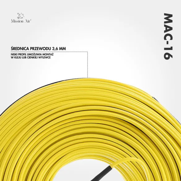 Przewód grzewczy MAC-16 | 16 W/mb, długość 7,5–154 m, wewnętrzny
