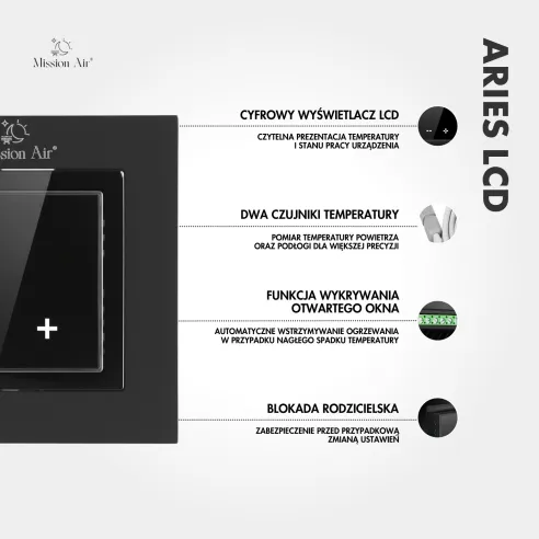 Regulator temperatury ARIES LCD pokojowy | Czarny