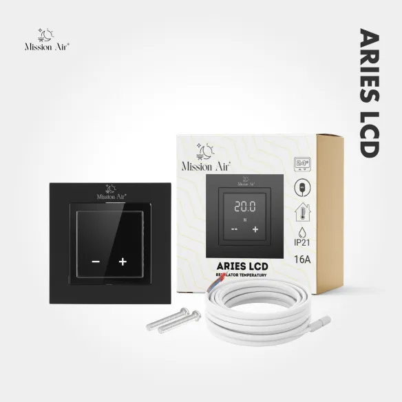 Regulator temperatury ARIES LCD pokojowy | Czarny