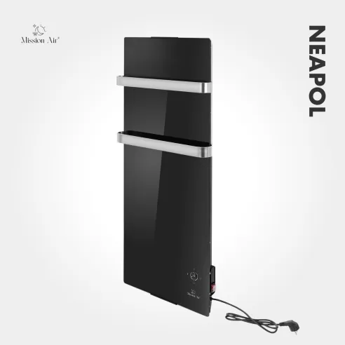 Grzejnik konwektorowy NEAPOL 1200 W | Szklany panel, WiFi, Czarny