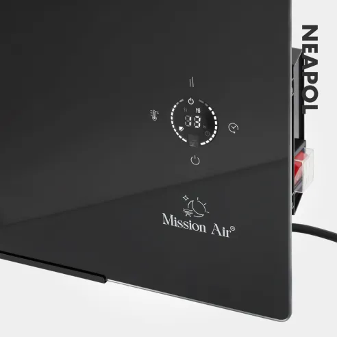 Grzejnik konwektorowy NEAPOL 1200 W | Szklany panel, WiFi, Czarny