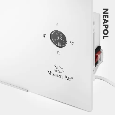 Grzejnik konwektorowy NEAPOL 1200 W | Szklany panel, WiFi, Biały