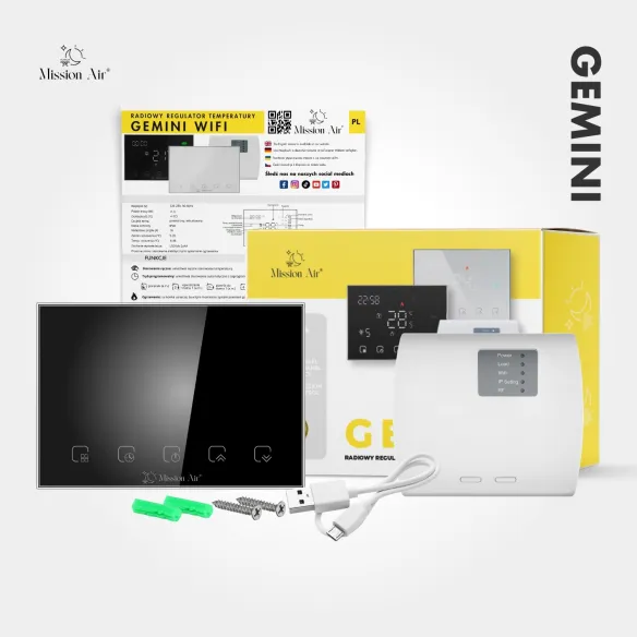 Regulator temperatury GEMINI WiFi radiowy | Czarny