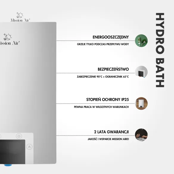 Podgrzewacz wody HYDRO BATH 12 kW | Elektryczny, przepływowy