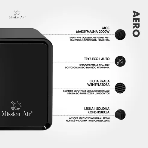 AERO 2000 W PTC Air Curtain | 54 cm, Black