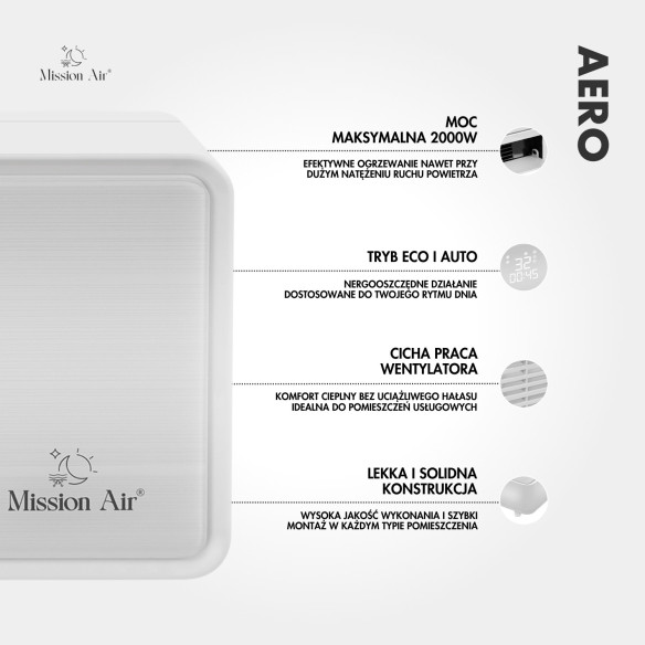 AERO 2000 W PTC Air Curtain | 54 cm, White