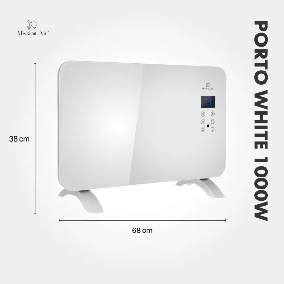 Grzejnik konwektorowy PORTO 1000 W | Elektryczny, Biały