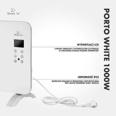 PORTO 1000 W Convector Heater | Electric, White