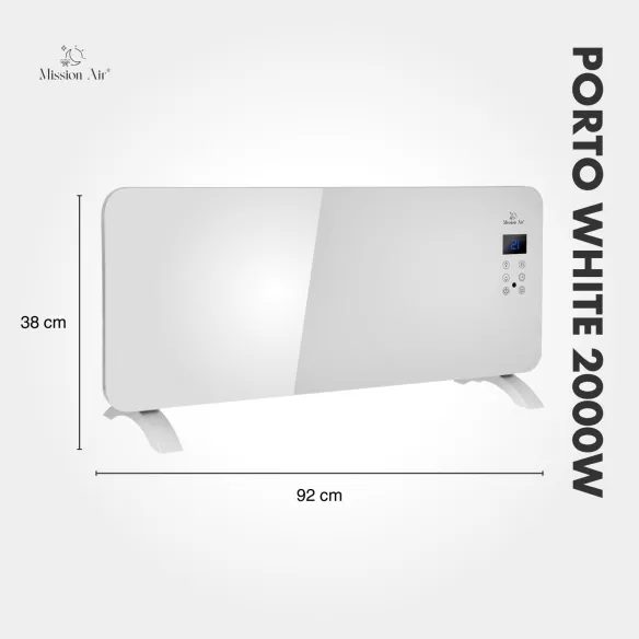 Grzejnik konwektorowy PORTO 2000 W | Elektryczny, Biały