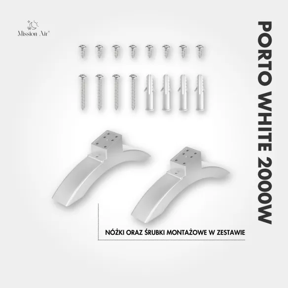 Grzejnik konwektorowy PORTO 2000 W | Elektryczny, Biały