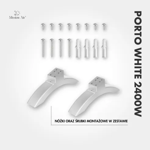 Grzejnik konwektorowy PORTO 2400 W | Elektryczny, Biały