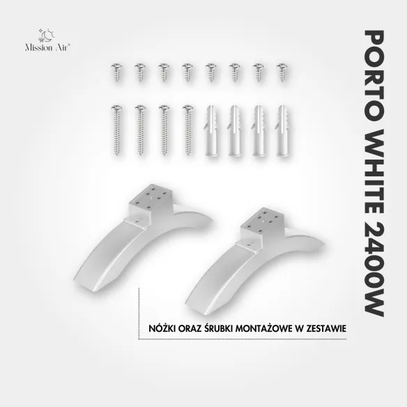 Grzejnik konwektorowy PORTO 2400 W | Elektryczny, Biały