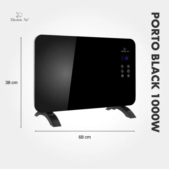 Grzejnik konwektorowy PORTO 1000 W | Elektryczny, Czarny