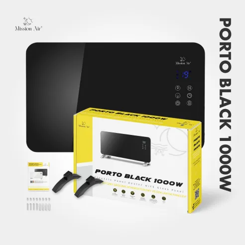 Grzejnik konwektorowy PORTO 1000 W | Elektryczny, Czarny