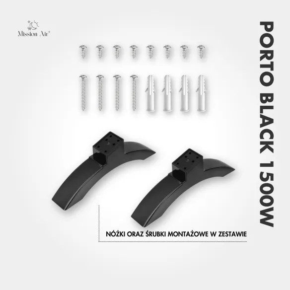 Grzejnik konwektorowy PORTO 1500 W | Elektryczny, Czarny