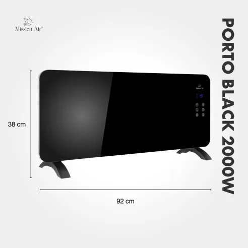 PORTO 2000 W Convector Heater | Electric, Black
