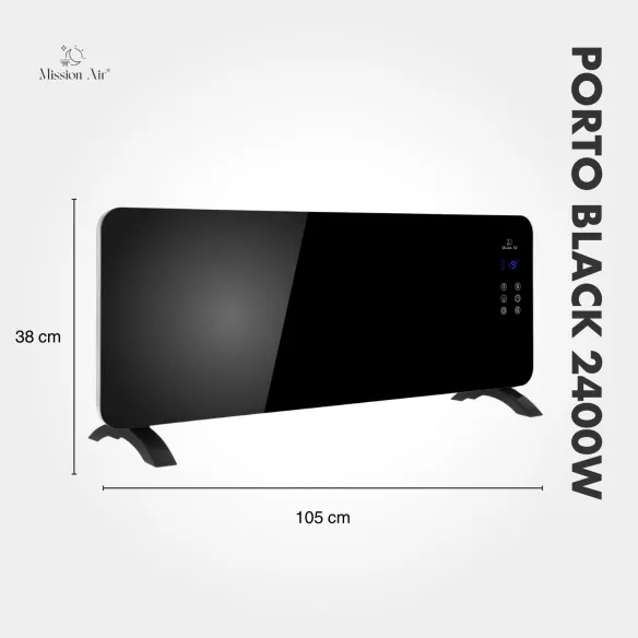 Grzejnik konwektorowy PORTO 2400 W | Elektryczny, Czarny