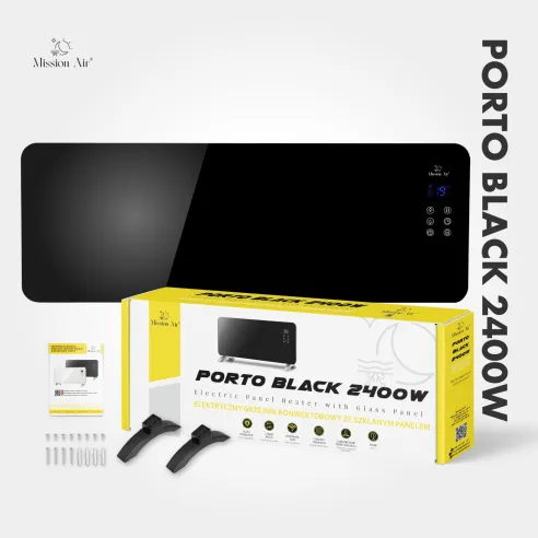 Grzejnik konwektorowy PORTO 2400 W | Elektryczny, Czarny