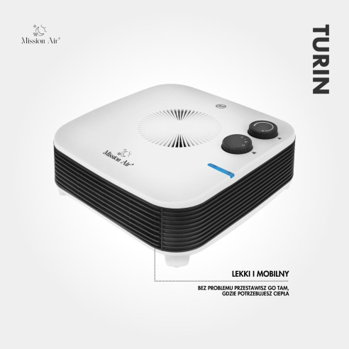 TURIN 2000 W Desk Fan Heater | Compact, White