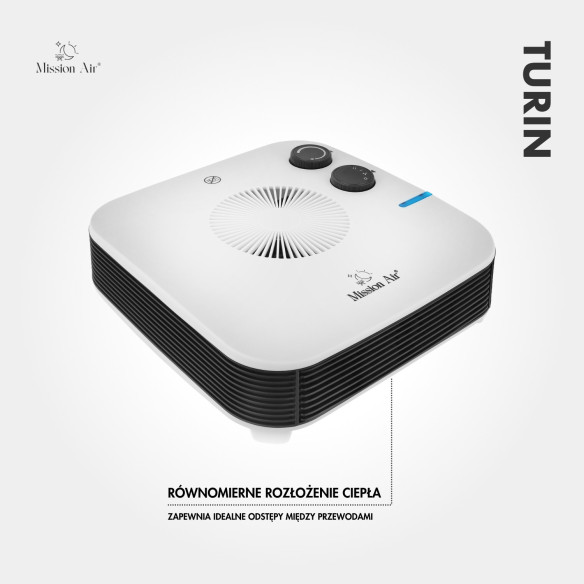 TURIN 2000 W Desk Fan Heater | Compact, White