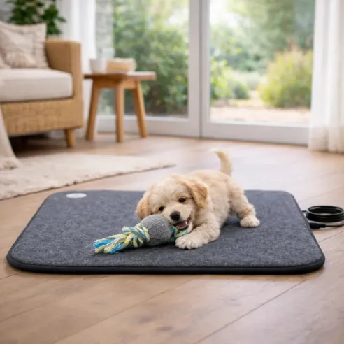 Mata grzewcza PetMat 60×40 cm | Elektryczna, dla psa i kota, szara