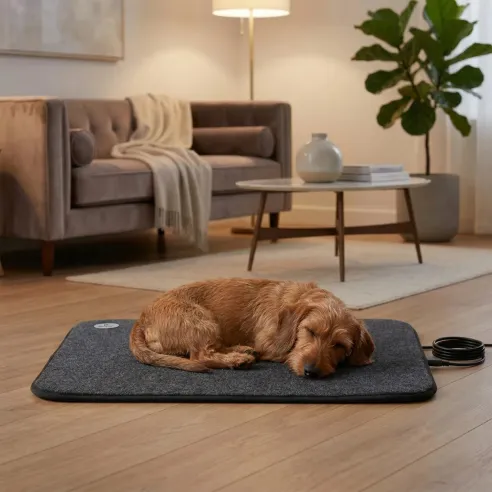 Mata grzewcza PetMat 60×40 cm | Elektryczna, dla psa i kota, szara