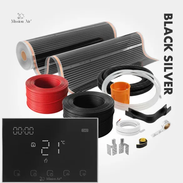 Black Silver 160 W/m² Infrared Heating Film Set | 100 cm Width