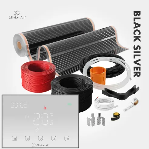 copy of Black Silver 160 W/m² Infrared Heating Film Set | 100 cm Width