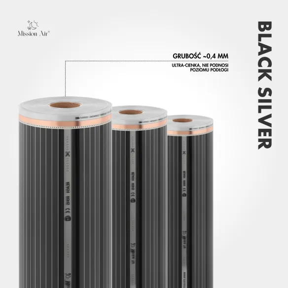 Folia grzewcza Black Silver 160 W/m² 100 cm zestaw rolek pionowo