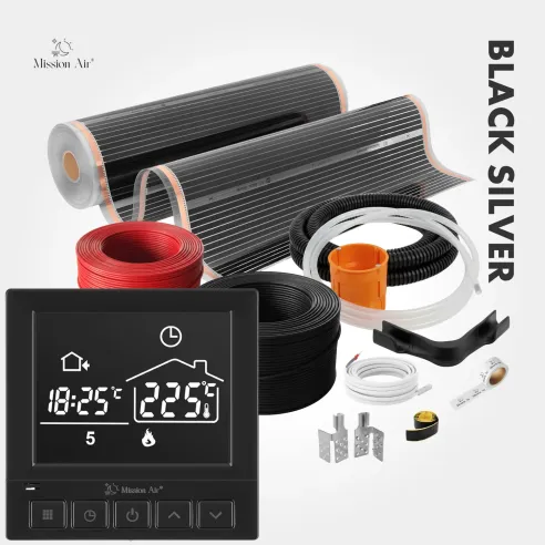 copy of Black Silver 160 W/m² Infrared Heating Film Set | 100 cm Width