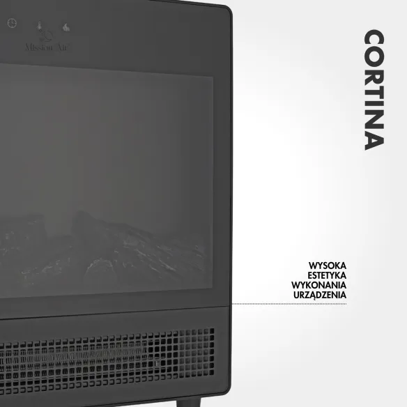 CORTINA 2000 W Electric Fireplace | LED Flames, Thermostat, Timer, Remote Control