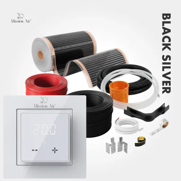 Folia grzewcza Black Silver 160W/m² 50cm + Aries LCD White