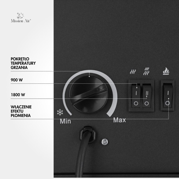 FROSTWOOD Large Electric Fireplace 1800 W | Black