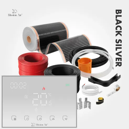 Folia grzewcza Black Silver 160W/m² + Regulator Gemini White