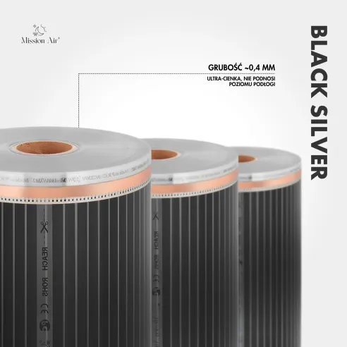 Folia grzewcza Black Silver 160W/m² + Regulator Gemini Black