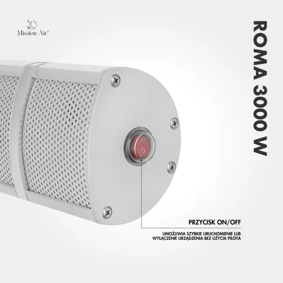 Promiennik tarasowy ROMA 3000W bok