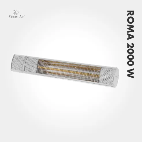 Promiennik tarasowy ROMA 2000 W | IR, metalowy, Srebrny