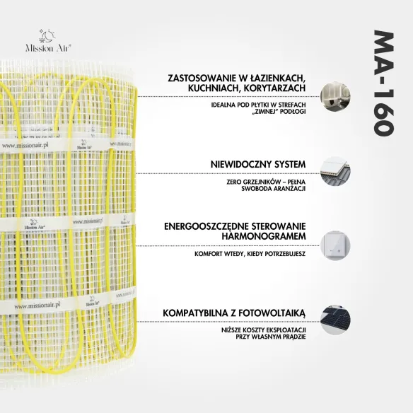 copy of copy of copy of copy of copy of copy of copy of MA-160 W/m² Heating Mat Set | For Tiles, Electric Underfloor Heating