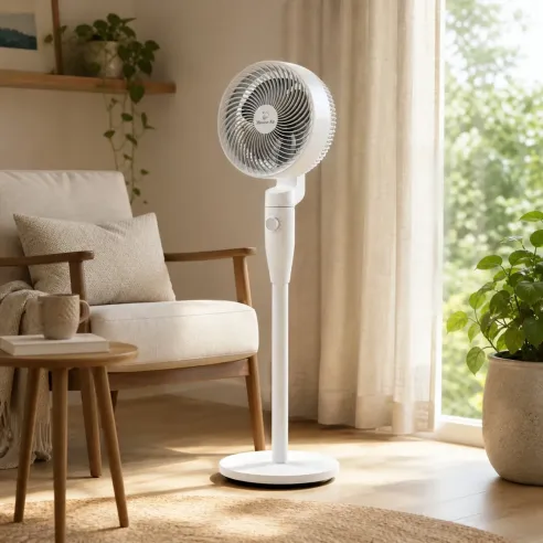 FAN TUBE Pedestal Fan | 65° Oscillation, 3 Speeds, White