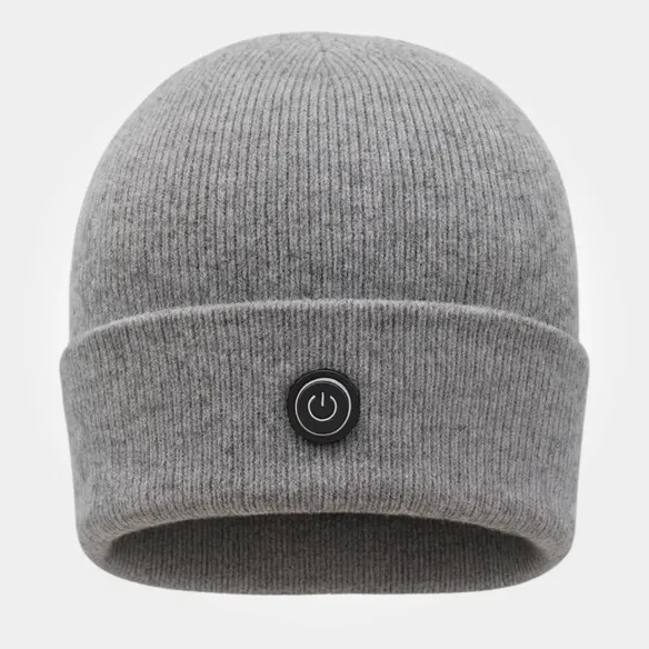Elektryczna czapka grzewcza E-HAT Grey | USB, podgrzewana zimowa