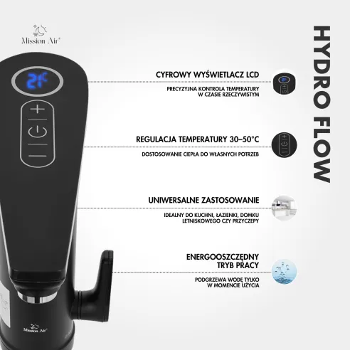 HYDRO FLOW 3.3 kW Instant Water Heater | Electric, Black
