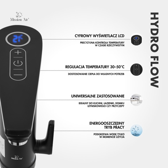 HYDRO FLOW 3.3 kW Instant Water Heater | Electric, Black