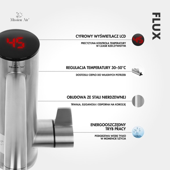 FLUX 3.3 kW Tap-Mounted Instant Water Heater | Electric, LCD Display