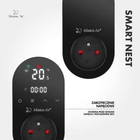 SMART NEST WiFi Plug-In Thermostat | Programmable, Smart App, Black
