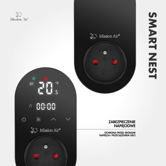 SMART NEST WiFi Plug-In Thermostat | Programmable, Smart App, Black